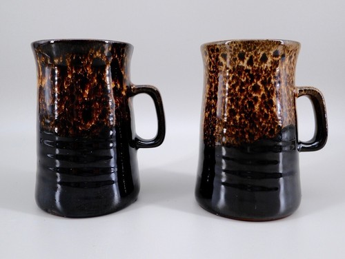 Studio pottery pair brown - studio,